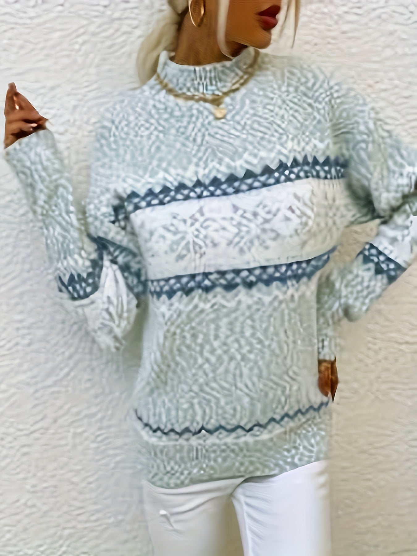 Cosy Nordic Knit Jumper for Women | Winter Patterned Warmth