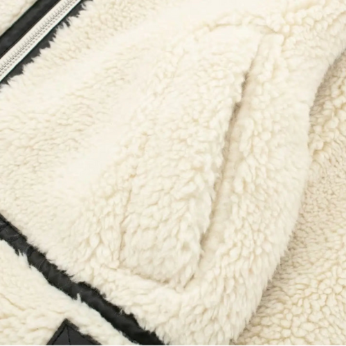 Faux Shearling Jacket | Chic Contrast Trim Look