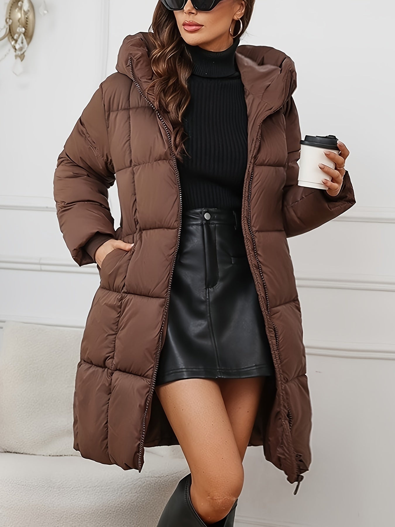 Mid‑Length Quilted Parka with Hood for Women | Warm & Stylish Outerwear