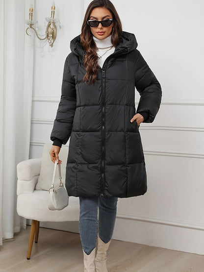 Mid‑Length Quilted Parka with Hood for Women | Warm & Stylish Outerwear