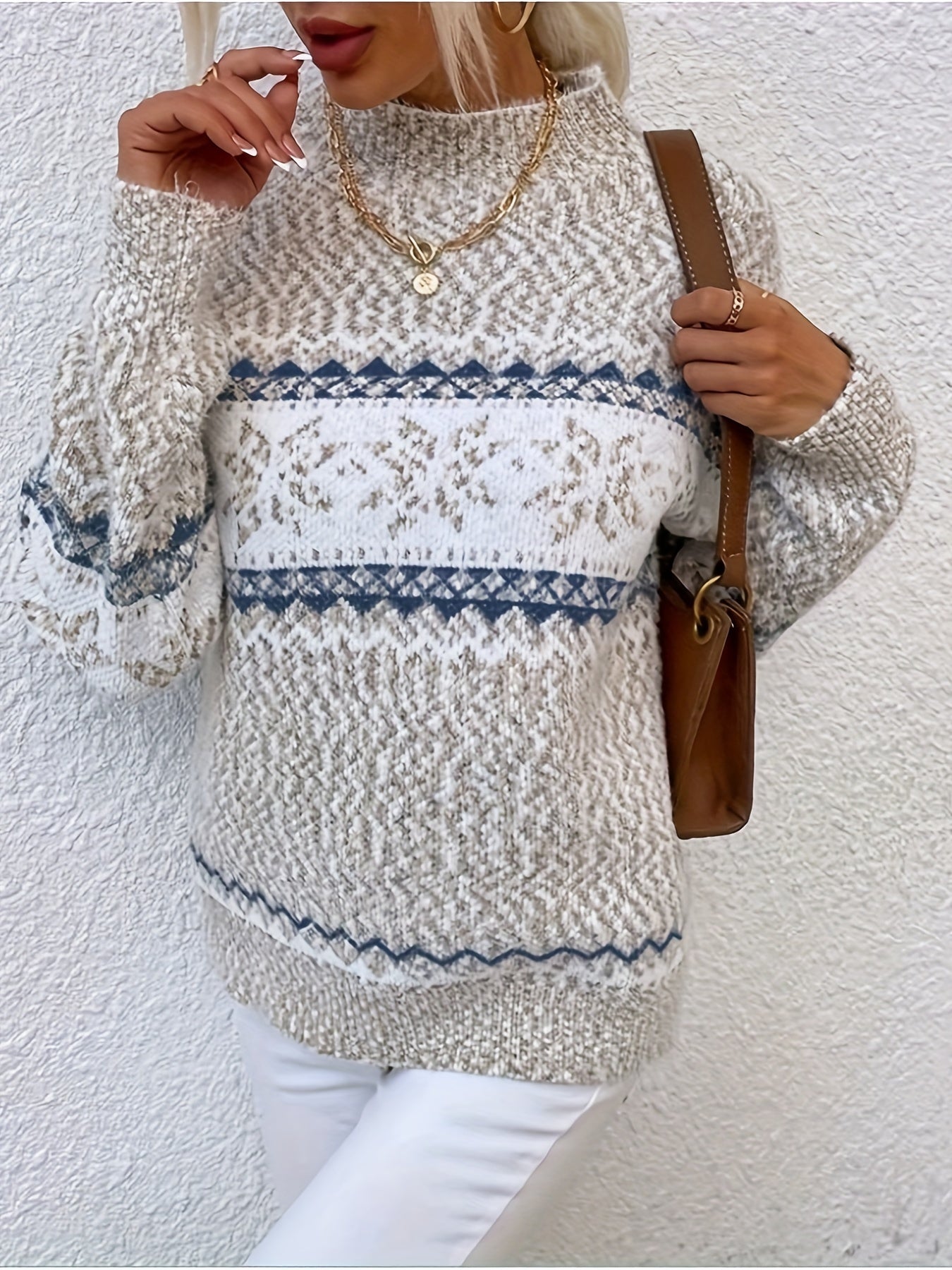 Cosy Nordic Knit Jumper for Women | Winter Patterned Warmth