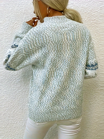 Cosy Nordic Knit Jumper for Women | Winter Patterned Warmth