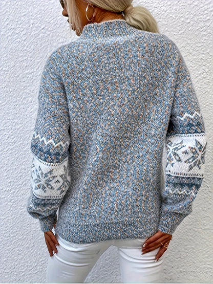 Cosy Nordic Knit Jumper for Women | Winter Patterned Warmth