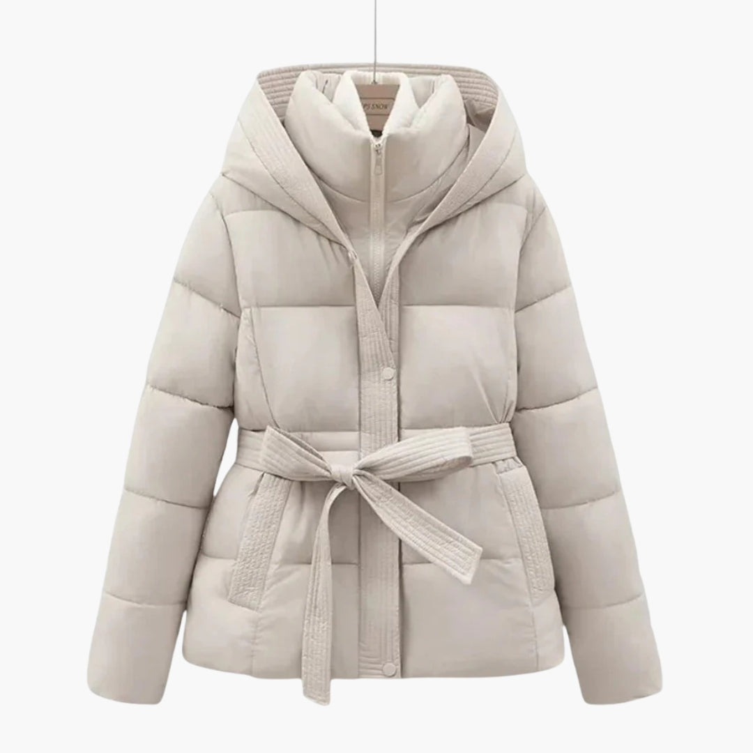 Puffer Jacket | Belted Warmth with Hood