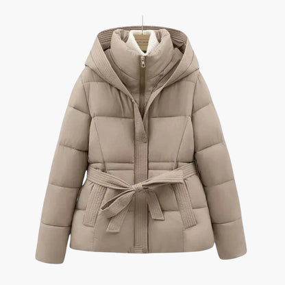 Puffer Jacket | Belted Warmth with Hood