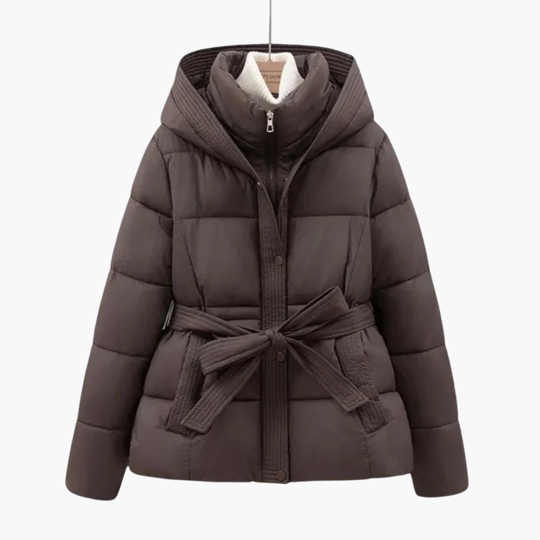 Puffer Jacket | Belted Warmth with Hood