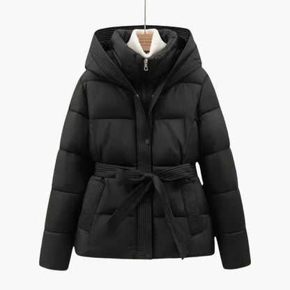 Puffer Jacket | Belted Warmth with Hood