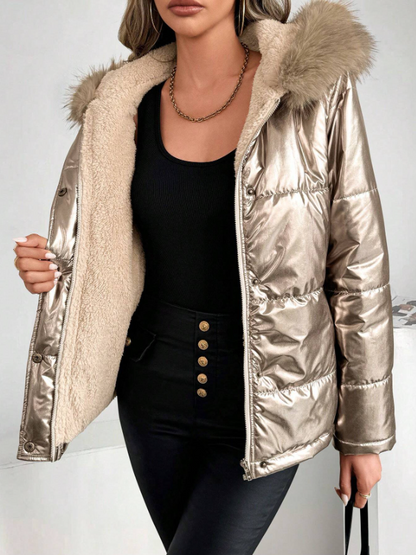 Puffer Jacket for Women | Metallic Shine & Winter Warmth