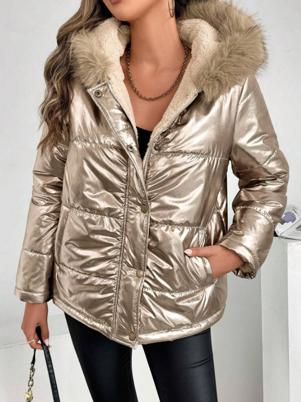 Puffer Jacket for Women | Metallic Shine & Winter Warmth