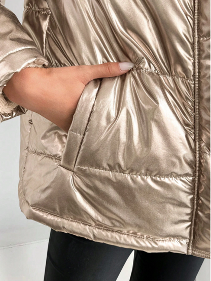Puffer Jacket for Women | Metallic Shine & Winter Warmth
