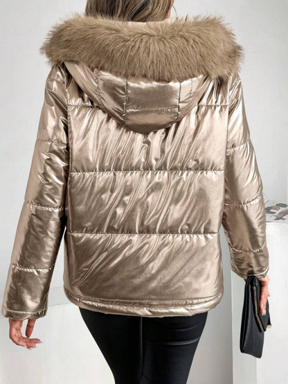 Puffer Jacket for Women | Metallic Shine & Winter Warmth