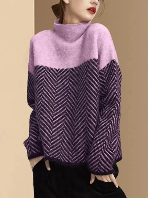 High Neck Knit Jumper | Modern Pattern & Soft Finish