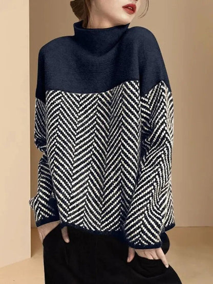 High Neck Knit Jumper | Modern Pattern & Soft Finish