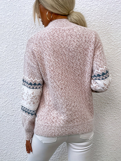 Cosy Nordic Knit Jumper for Women | Winter Patterned Warmth