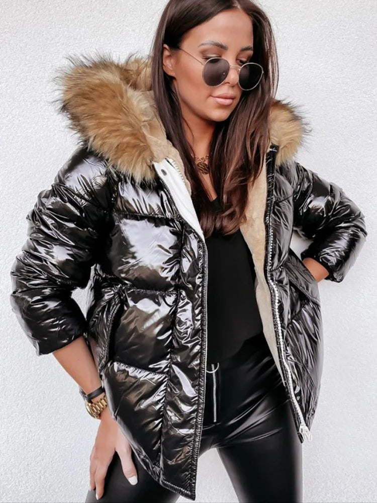 Puffer Jacket for Women | Metallic Shine & Winter Warmth