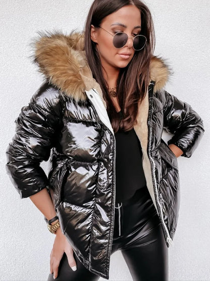Puffer Jacket for Women | Metallic Shine & Winter Warmth